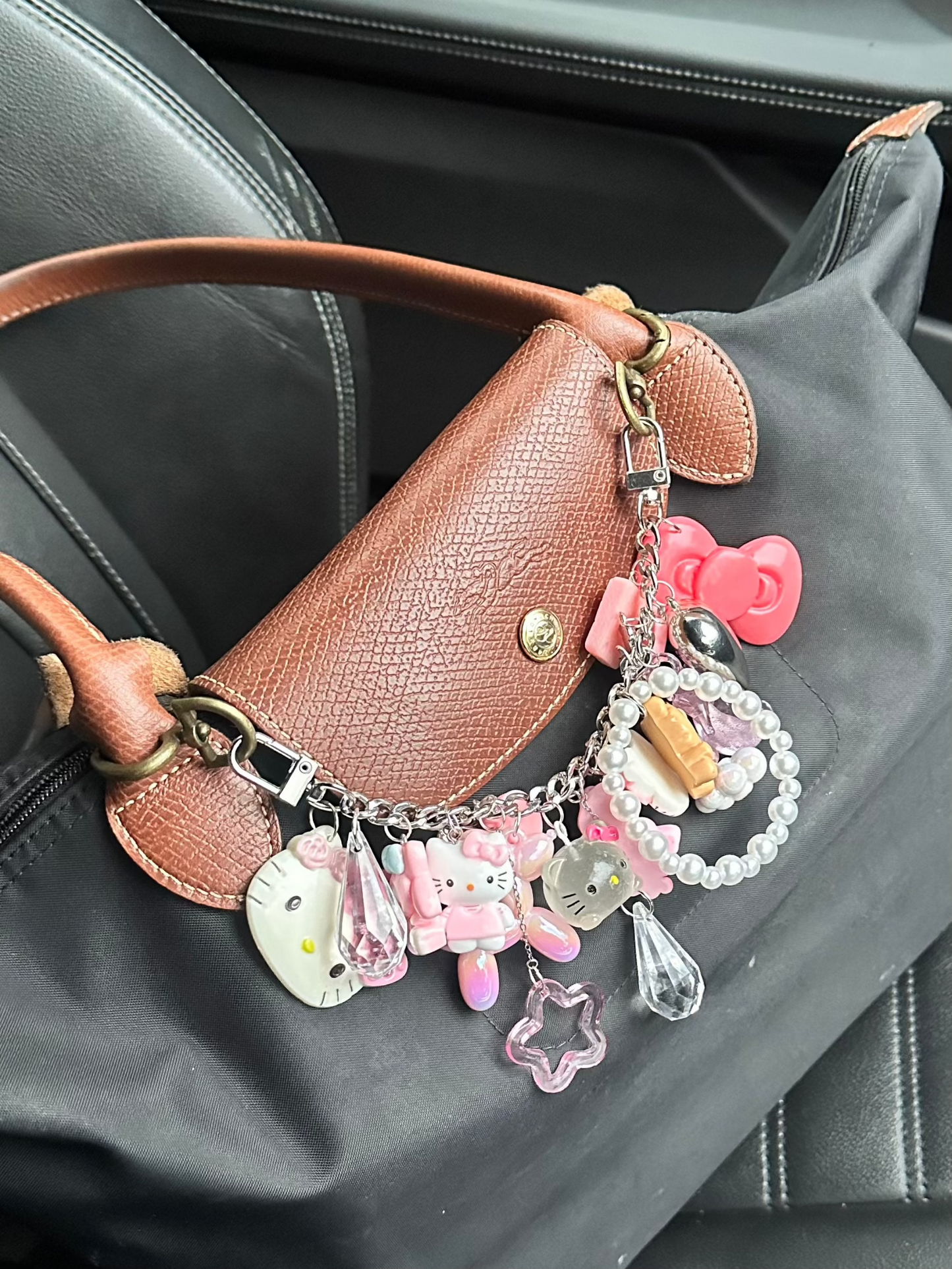 pink chain junk bag charm