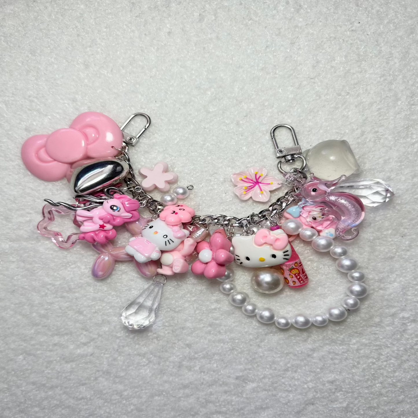 pink chain junk bag charm